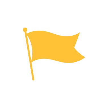 Beyaz arka planda, zaferi ve başarıyı sembolize eden izole edilmiş sarı bayrak ikonu. Zafer ya da hedef unsuru gerektiren basit bir tasarım için mükemmel..