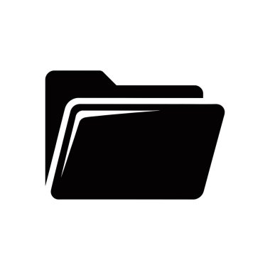 İş konseptleri, depolama verileri, ofis yönetimi ve grafik tasarım ihtiyaçları için mükemmel beyaz arkaplan üzerine siyah klasör vektör illüstrasyonu. Temiz, basit, modern tarz..