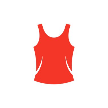 Beyaz arka plan atletik giyim tasarımında kırmızı atlet ikon vektör çizimi. Yaz kıyafetleri, spor kıyafetleri ve aktif yaşam tarzı görselleri için basit tasarım öğesi.