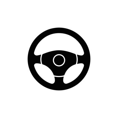 Beyaz arkaplanda bir direksiyon simgesinin siyah ve beyaz vektör çizimi. Tasarım modern, minimalist bir stile sahiptir, çeşitli uygulamalar için mükemmeldir..