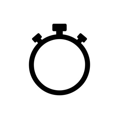 İzole edilmiş siyah kronometre simgesi, zaman yönetimi ve son teslim tarihlerini temsil eden, zaman tutma ve zamanlamalarla ilgili tasarım projeleri için uygun beyaz arkaplan üzerinde.