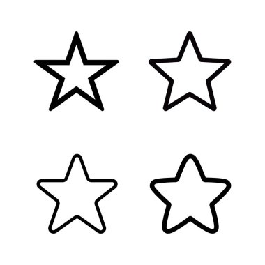 Hem keskin hem de yuvarlak köşeli, temiz beyaz arka planda sunulan yıldız çizgisi simgesi seti. Tasarım esnekliği sağlayan vektör tasarımı.