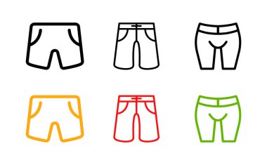 Renkli kontür kısa simgeleri çeşitli stiller ve tasarımlar sergilenir, her biri belirgin, temiz beyaz arka plan, çok yönlü kullanım için mükemmel.