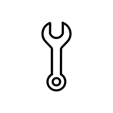 Beyaz arkaplan üzerine basit bir anahtar simgesi çizimi, çeşitli uygulamalar, tamir işleri, ayarlar, bakım veya inşaat projeleri için uygun.