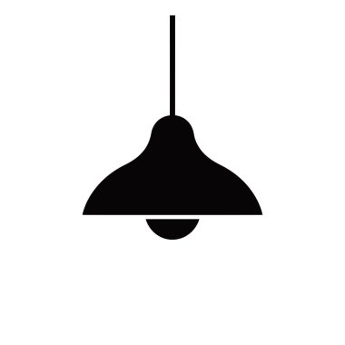 Çeşitli tasarım projeleri ve uygulamaları için uygun temiz vektör grafiği içeren beyaz arkaplan üzerindeki siyah kolye aydınlatma çizimi.