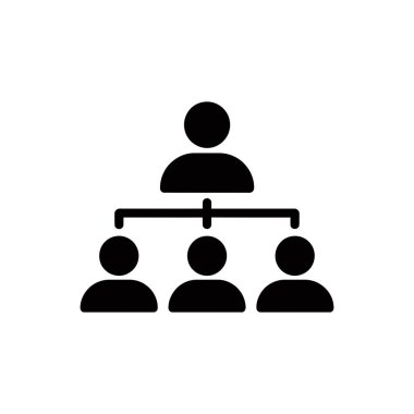 Hiyerarşi organizasyon şeması şeması, yapısal olarak birbirine bağlı olan, organizasyonel şema yapısı ve liderlik rollerini betimleyen beyaz bir arkaplan üzerinde izole edilmiş insanlarla birlikte..