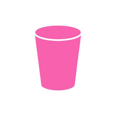 Beyaz zemin üzerinde izole edilmiş sıcak pembe su bardağı ikonu, minimum tasarım, içecekleri, suyu veya basit içki takımı kavramlarını göstermek için mükemmel..