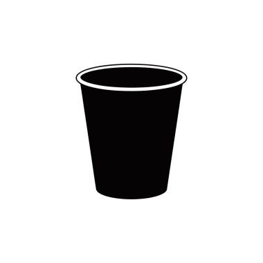 Beyaz arka planda siyah plastik bardak vektör çizimi. Çok sayıda uygulama ve amaç için basit ve temiz tasarım mükemmel.