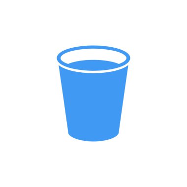Beyaz arka planda izole edilmiş mavi plastik bardak vektör çizimi. Bilgi grafikleri, simgeler, web tasarımı, reklamcılık ve daha birçok grafik tasarım projesi için kullanışlı.