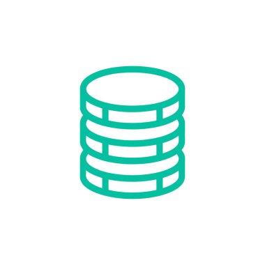 Tertemiz beyaz bir arkaplan ile üç seviyeli izole bir deniz mavisi veritabanı simgesi. Teknoloji, veri depolama ve sunucuyla ilgili kavramlar için ideal.