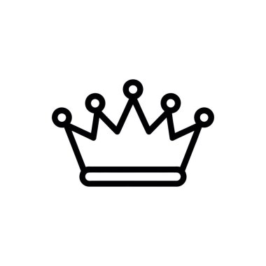 Beyaz arkaplan üzerinde siyah bir taç taslak vektörü, basitleştirilmiş simge biçimi. Kraliyet temaları ve grafik projeleri için satır sanatı tasarımı.