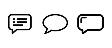 Beyaz zemin üzerinde yazılı, boş ve alıntı yapılmış siyah ana hatlı konuşma balonu simgeleri. Vektör tasarım ögesi iletişimi ve iletileri temsil eder.