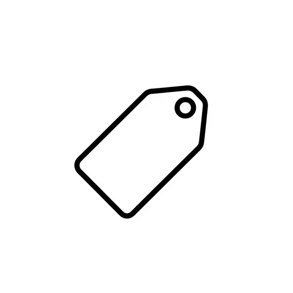 Yuvarlak köşeli ve dairesel delikli bir fiyat etiketi simgesinin ana hatları, tasarımda çok yönlü kullanım için beyaz bir arkaplanda izole edilmiş.