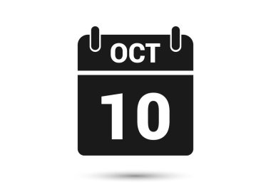 October 10 Calendar Date Flat Icon