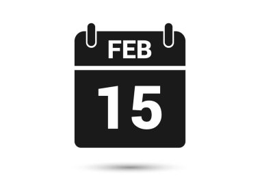 February 15 Calendar Date Flat Icon
