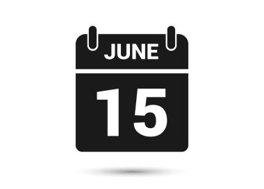 June 15 Calendar Date Flat Icon