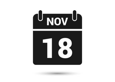 November 18 Calendar Date Flat Icon