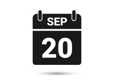 September 20 Calendar Date Flat Icon