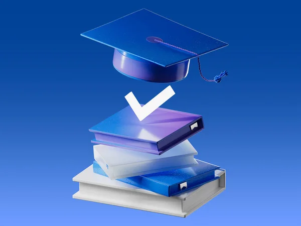 3D icon render, training, diploma, certificate, composition for advertising banners. Digital, blue textures