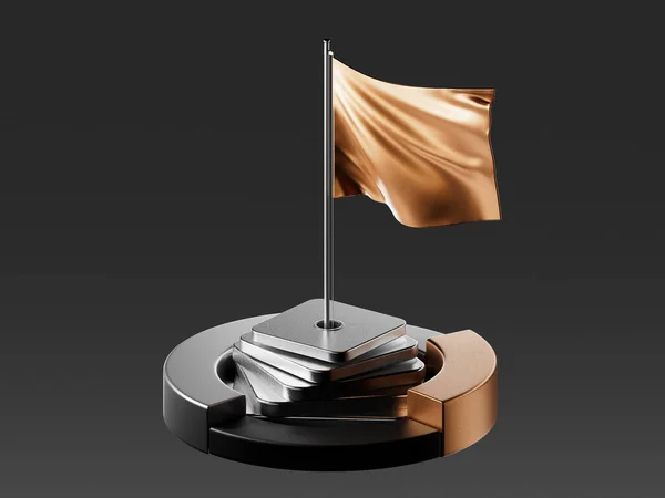 3D icon render, achieving goals and setting goals, composition for advertising banners. Gold, metal textures