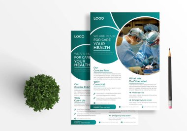 Sağlık hizmeti broşürü tasarımı ve broşür kapak sayfası şablonu tasarımı