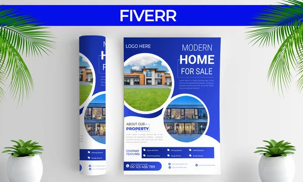 Creative and modern real estate flyer template design
