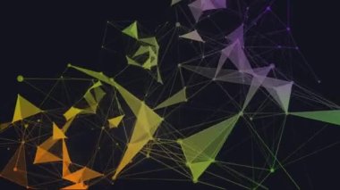 Noktaları ve çizgileri hareket ettiren soyut dijital bağlantı. Teknoloji geçmişi. Ağ bağlantısı yapısı. 3d