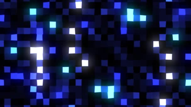 Abstract Bewegende Achtergrond Vierkante Textuur Van Blauw Gloeiende Kleuren Een — Stockvideo