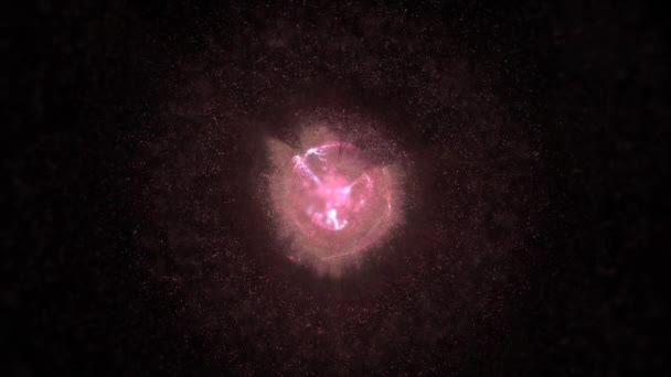 Uma Esfera Brilhante Que Gira Suavemente Cosmos Espaço Virtual Partículas — Vídeo de Stock