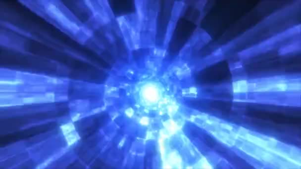 Abstract Volo Infinito Futuristico Corridoio Blu Animazione Tunnel Iperspaziale Loop — Video Stock