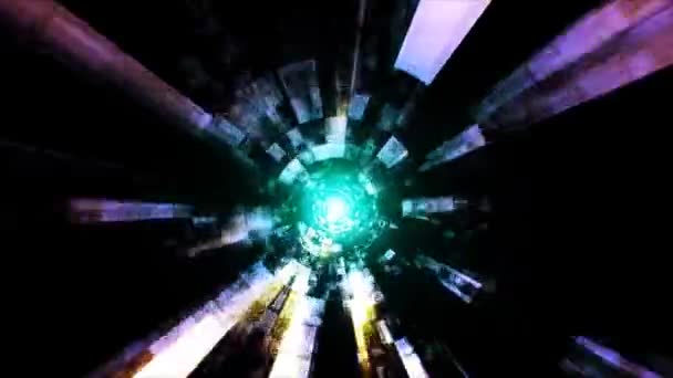 Futuristic Sci Fantasy Tunnel Illustration Live Wallpaper Motion Background Loop — Stock Video
