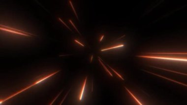 Yüksek Hız Uçan Hatlar Kusursuz Döngülü Trafikte 3D Animasyon. Karanlık Arkaplanda Dinamik Çizgilerin Bilimkurgu Dijital Görüntüsü Elektrik Hareketi. Zaman Yolculuğu Çiziminde Hiperuzayın Neon Parlayan Işıkları.