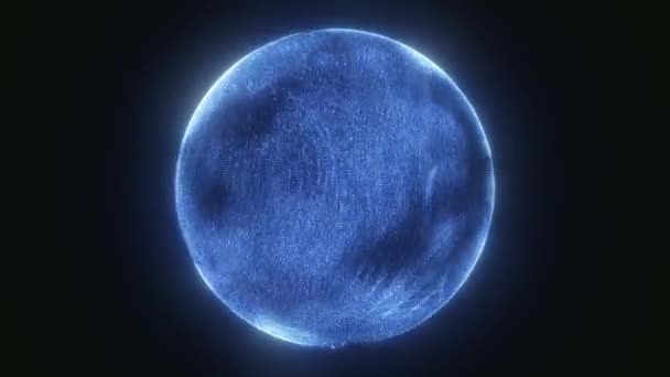 Sfera Energetică Abstractă Planetă Rotundă Stele Futurist Albastru Cosmic Frumoasă — Videoclip de stoc
