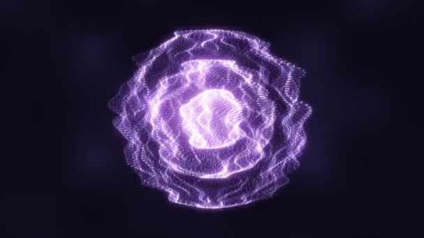 Esfera Energía Abstracta Alrededor Del Planeta Estrella Futurista Púrpura Cósmica — Vídeos de Stock