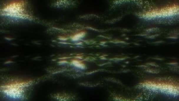 Verde Arco Íris Cor Partículas Digitais Ondas Fluxo Ciberespaço Abstrato — Vídeo de Stock