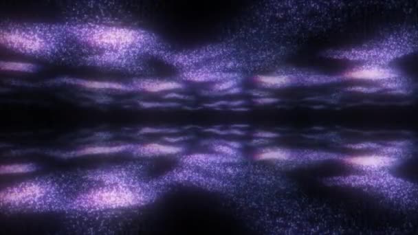 Abstrato Roxo Ondas Brilhantes Partículas Energia Mágica Fundo Escuro Vídeo — Vídeo de Stock