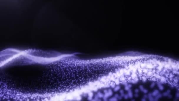 Color Púrpura Partículas Digitales Flujo Onda Ciberespacio Abstracto Movimiento Tecnología — Vídeos de Stock