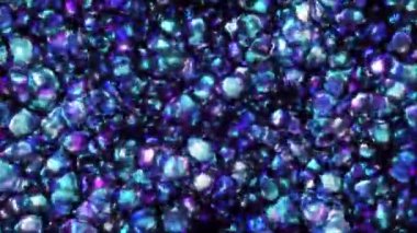 Soyut sanat video animasyonu 3D arkaplan sürreal hareket ile neşeli dalgalı parti topları küre sıvı madde mavi mor gradyan renk