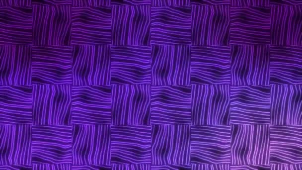 ラインと四角形 リズミック ムーブメント サイケデリックな催眠変換 カラフルな紫色のグラフィック シームレスループアニメーション映像 光学イリュージョン — ストック動画