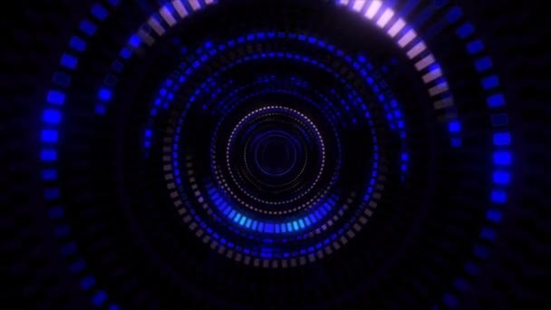 Abstrato Voo Sem Fim Corredor Azul Futurista Animação Túnel Hiperespaço — Vídeo de Stock