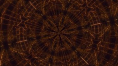 Kaleydoskop dikişsiz döngü dizilimleri soyut turuncu hareket grafikleri arka planı. 3d canlandırma