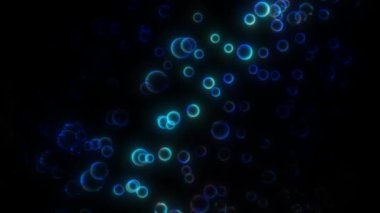 Su tanecikleri kabarcıkları. Su altı kabarcıkları yaklaşıyor. Soyut parlak mavi arkaplan 4K 3840x2160