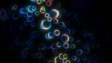 Su tanecikleri kabarcıkları. Su altı kabarcıkları yaklaşıyor. Soyut parlak mavi arkaplan 4K 3840x2160