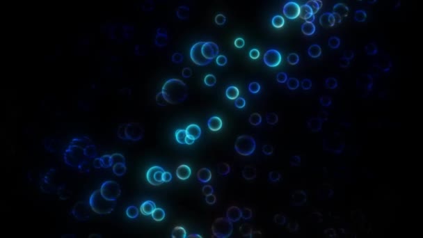 Bubbels Van Waterdeeltjes Onderwaterbellen Naderen Abstract Heldere Veelkleurige Blauwe Achtergrond — Stockvideo