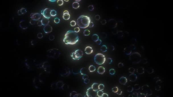 Bubbels Van Waterdeeltjes Onderwaterbellen Naderen Abstract Heldere Veelkleurige Blauwe Achtergrond — Stockvideo