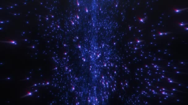 ボケ効果のある輝くラインの粒子を点滅させる青い抽象的な背景 空間という概念 コールドブルーの色 3Dアニメーション — ストック動画