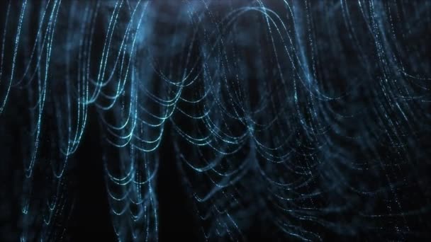 Canlandırılmış Soğuk Mavi Dalgalı Soyut Dijital Parçacık Arkaplanı Animasyon Siber — Stok video