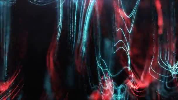 Абстрактні Динамічні Світяться Лінії Синьо Червоної Точки Футуристичний Цифровий Розкішний — стокове відео
