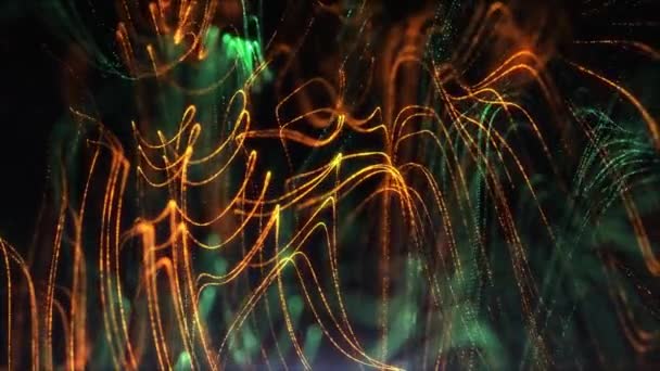 Soyut Dinamik Parlak Çizgiler Yeşil Turuncu Fütürist Dijital Işıl Işıl — Stok video