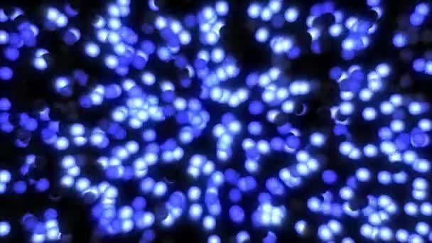 Синие Яркие Светящиеся Энергетические Шарики Гирлянды Легким Праздничным Фоном Рождества — стоковое видео